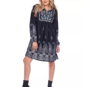 NWT White Mark Apolline Long Sleeve Bohemian Embroidered Sweater Dress Sz 2X